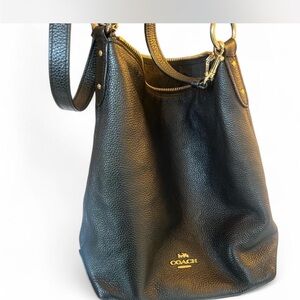 Coach Black Pebbled Leather Shoulder Bag